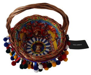 Dolce & Gabbana Multicolor Cotton Embellished Agnese Basket Tote Bag