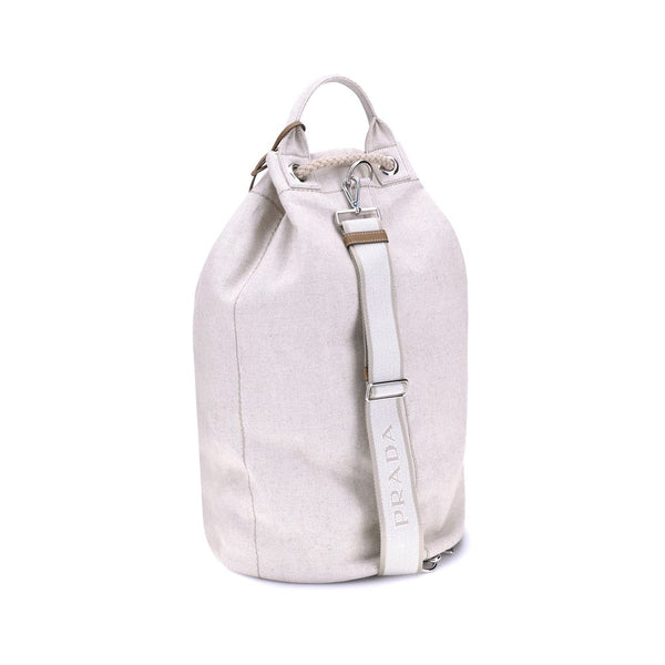 Prada White Cotton Backet Bag
