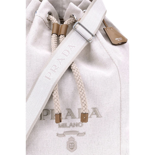Prada White Cotton Backet Bag