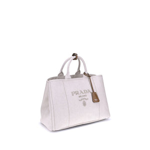 Prada Cream Cotton Shoulder Bag