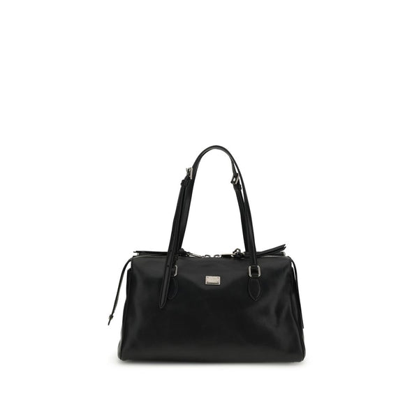 Dolce & Gabbana Black Calf Leather Bos Taurus Shoulder Bag
