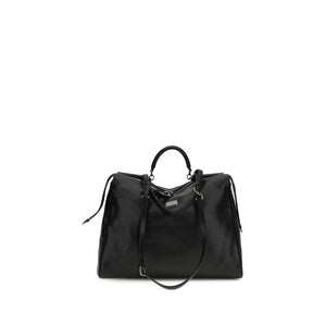 Dolce & Gabbana Black Calf Leather Bos Taurus Handbag