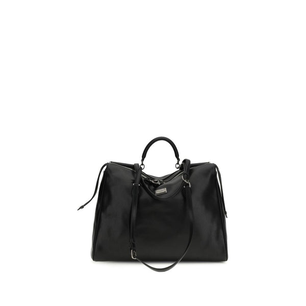 Dolce & Gabbana Black Calf Leather Bos Taurus Handbag