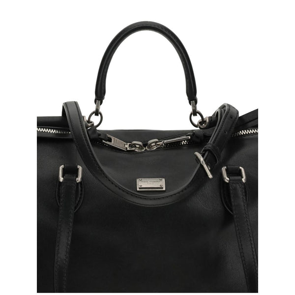 Dolce & Gabbana Black Calf Leather Bos Taurus Shoulder Bag